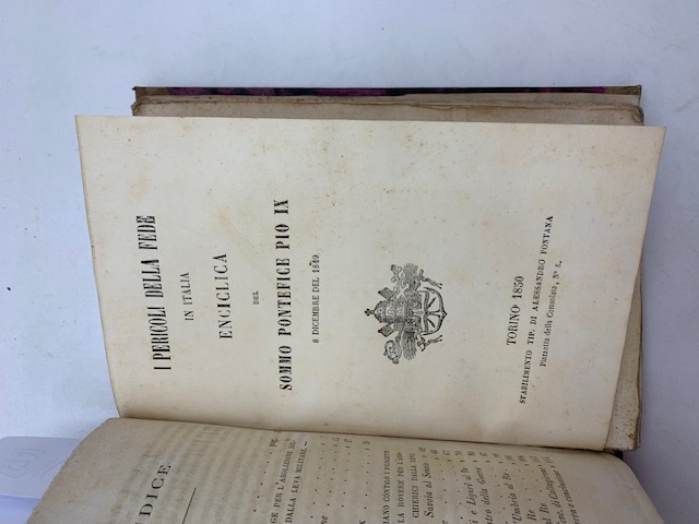 I pericoli della fede in Italia. Enciclica del Sommo Pontefice Pio IX 8 dicembre del 1849